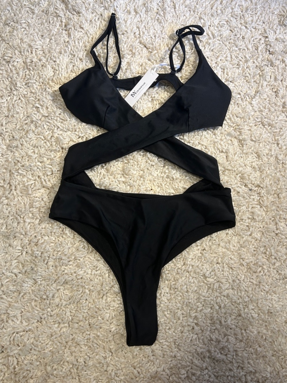 Women’s Black Crisscross One-Piece Swimsuit